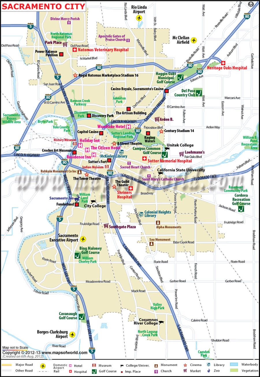 Sacramento Ville Carte californie